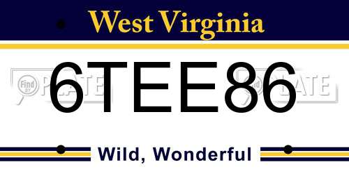 6TEE86 West Virginia License Plate