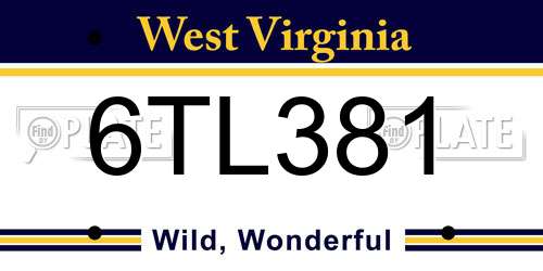 6TL381 West Virginia License Plate