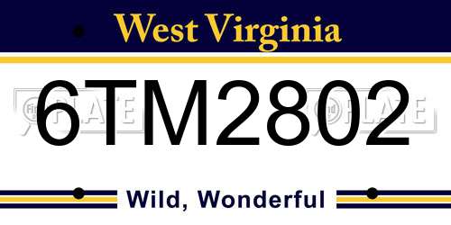 6TM2802 West Virginia License Plate