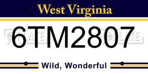 6TM2807 West Virginia License Plate