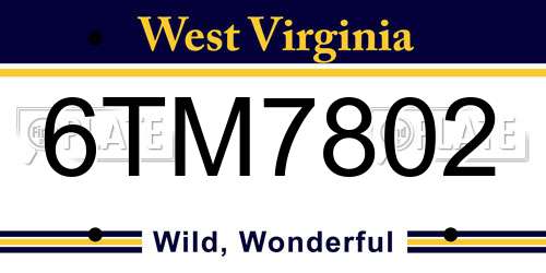 6TM7802 West Virginia License Plate