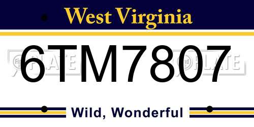 6TM7807 West Virginia License Plate