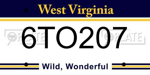 6TO207 West Virginia License Plate