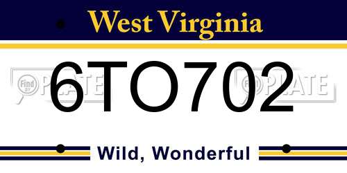 6TO702 West Virginia License Plate