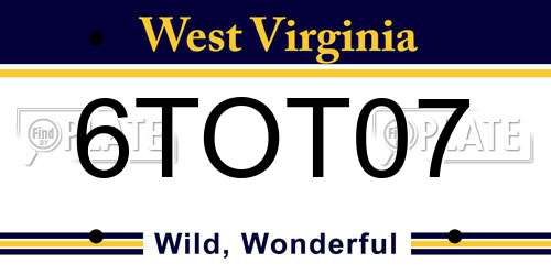 6TOT07 West Virginia License Plate