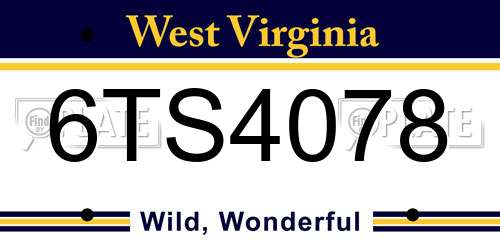6TS4078 West Virginia License Plate