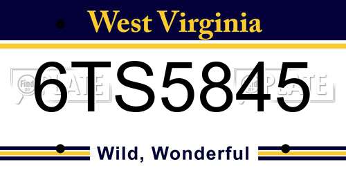 6TS5845 West Virginia License Plate