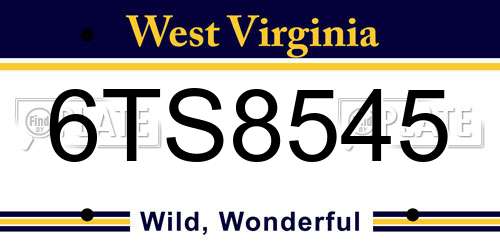6TS8545 West Virginia License Plate