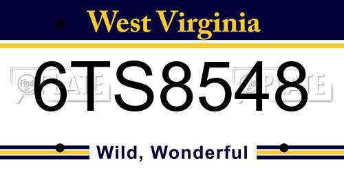 6TS8548 West Virginia License Plate