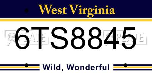 6TS8845 West Virginia License Plate