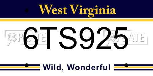 6TS925 West Virginia License Plate