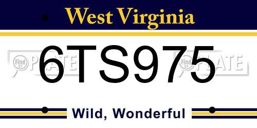 6TS975 West Virginia License Plate