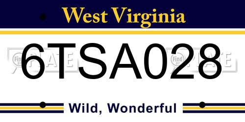 6TSA028 West Virginia License Plate