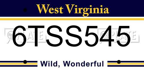 6TSS545 West Virginia License Plate