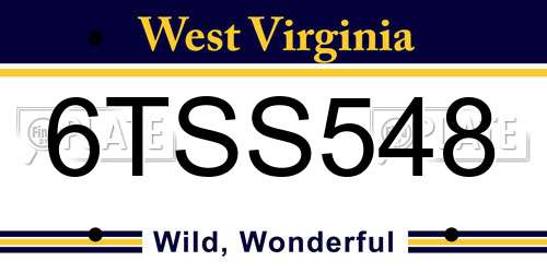 6TSS548 West Virginia License Plate