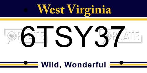 6TSY37 West Virginia License Plate