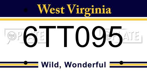 6TT095 West Virginia License Plate