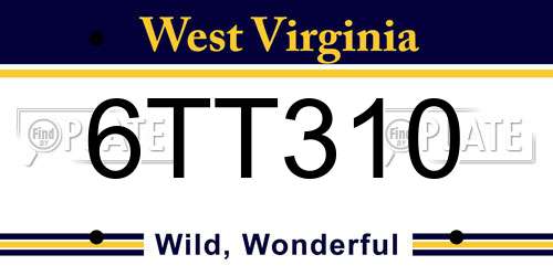 6TT310 West Virginia License Plate