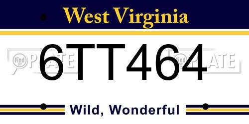 6TT464 West Virginia License Plate
