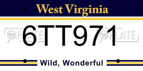 6TT971 West Virginia License Plate