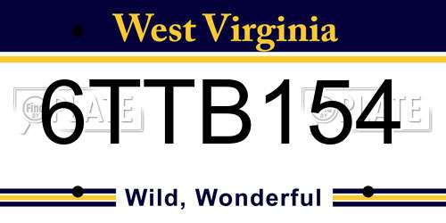 6TTB154 West Virginia License Plate
