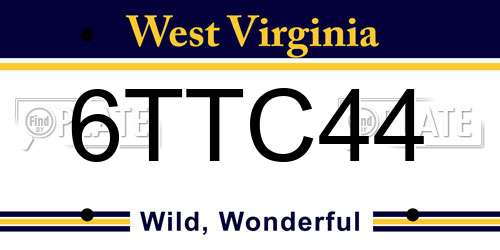6TTC44 West Virginia License Plate