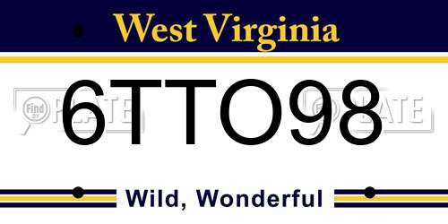6TTO98 West Virginia License Plate