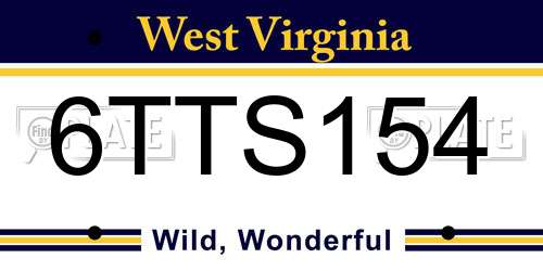 6TTS154 West Virginia License Plate