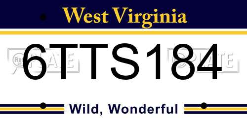 6TTS184 West Virginia License Plate