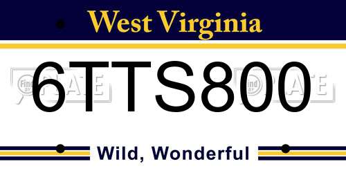 6TTS800 West Virginia License Plate