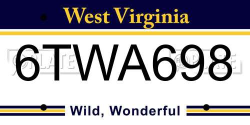 6TWA698 West Virginia License Plate