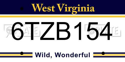 6TZB154 West Virginia License Plate