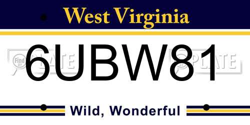6UBW81 West Virginia License Plate