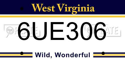 6UE306 West Virginia License Plate