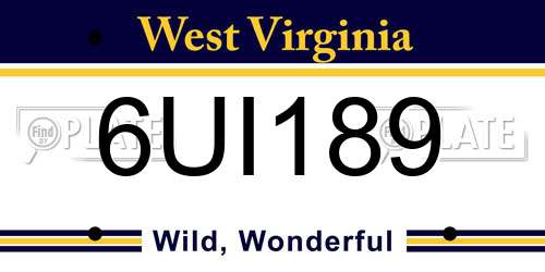 6UI189 West Virginia License Plate