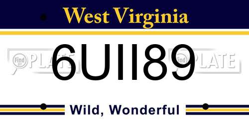 6UII89 West Virginia License Plate
