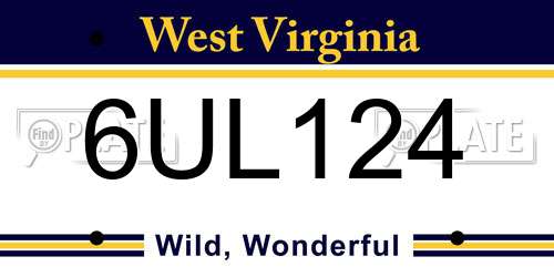 6UL124 West Virginia License Plate