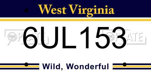 6UL153 West Virginia License Plate