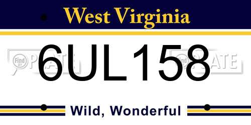 6UL158 West Virginia License Plate