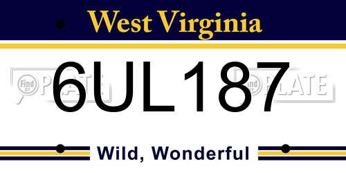 6UL187 West Virginia License Plate
