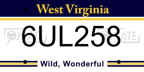 6UL258 West Virginia License Plate