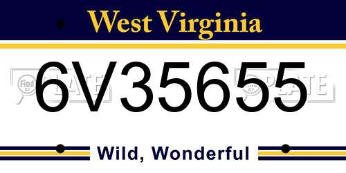 6V35655 West Virginia License Plate