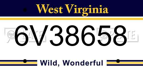 6V38658 West Virginia License Plate