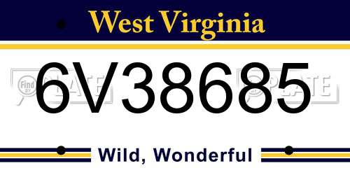 6V38685 West Virginia License Plate