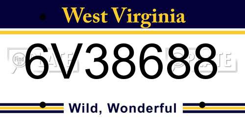 6V38688 West Virginia License Plate