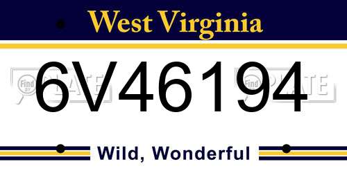 6V46194 West Virginia License Plate