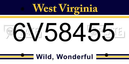 6V58455 West Virginia License Plate