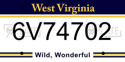 6V74702 West Virginia License Plate