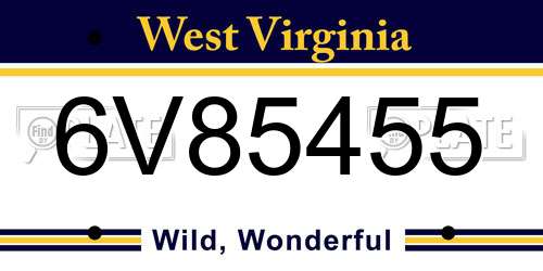 6V85455 West Virginia License Plate