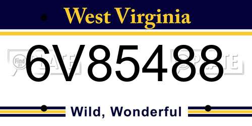 6V85488 West Virginia License Plate